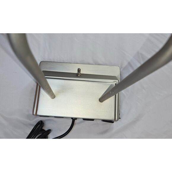 Vintage Art Deco Brushed Steel Tech Desk Lamp Outlet Plugs Phone Outlets Chrome - Picture 15 of 16